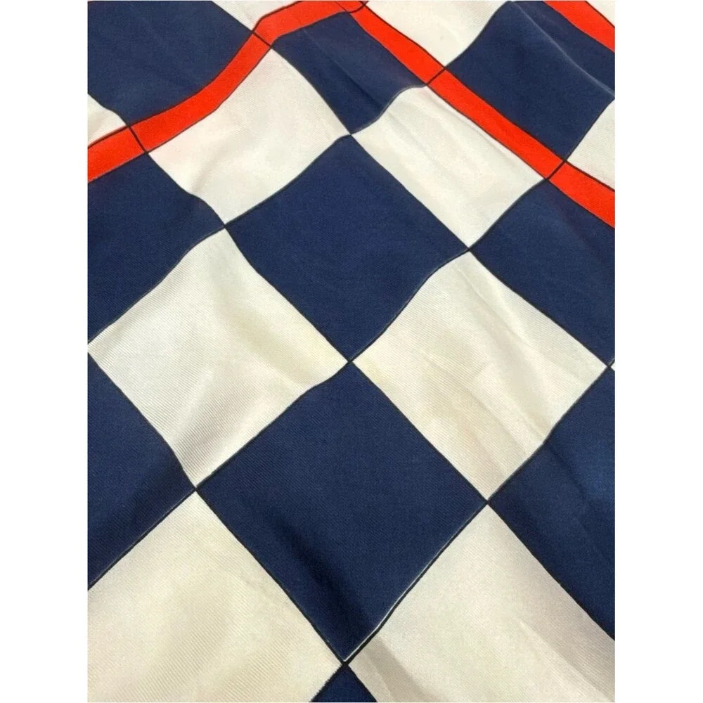 Echo Vintage Red Navy Square Scarf Retro Neck Hair Scarf Accessory Checker